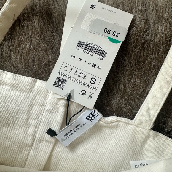 Zara Topstitched Corset Top - Oyster/Off White - Size Small - NWT - Picture 4 of 9